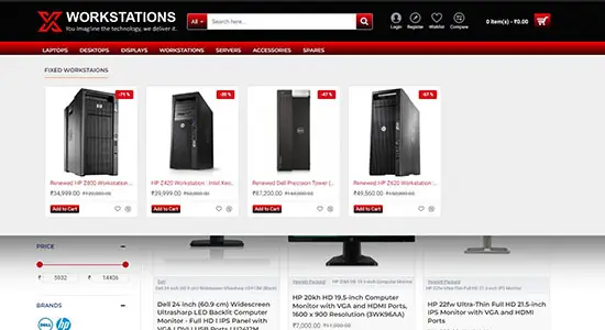 X Workstations - E-Commerce Website For An Refurbished Store